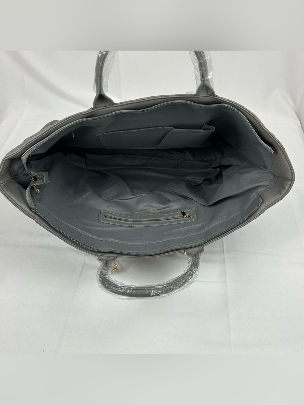 *NEW* Gilda Paris Large Quilted Tote Satchel Grey - Picture 9 of 15